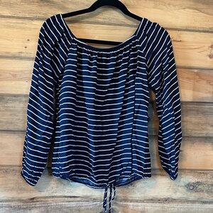 HYFVE Navy and White Striped Blouse